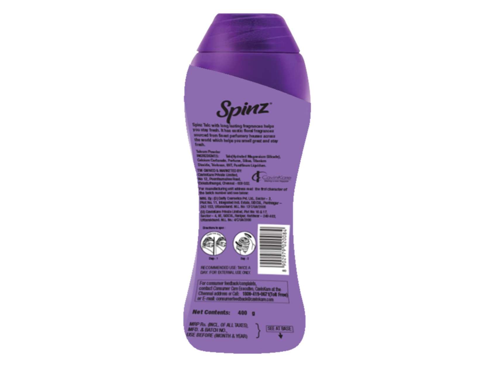 Spinz Enchante Body Talc Soothing Fragrance of Exotic Flowers, Aromatic Fragrance for Long Lasting Freshness, GentleTouch Talcum Powder for Women 400g view 2