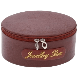 LEATHERMAN GENUINE LEATHER BROWN OVAL SHAPE JEWELLERY BOX WITH MIRROR-1309