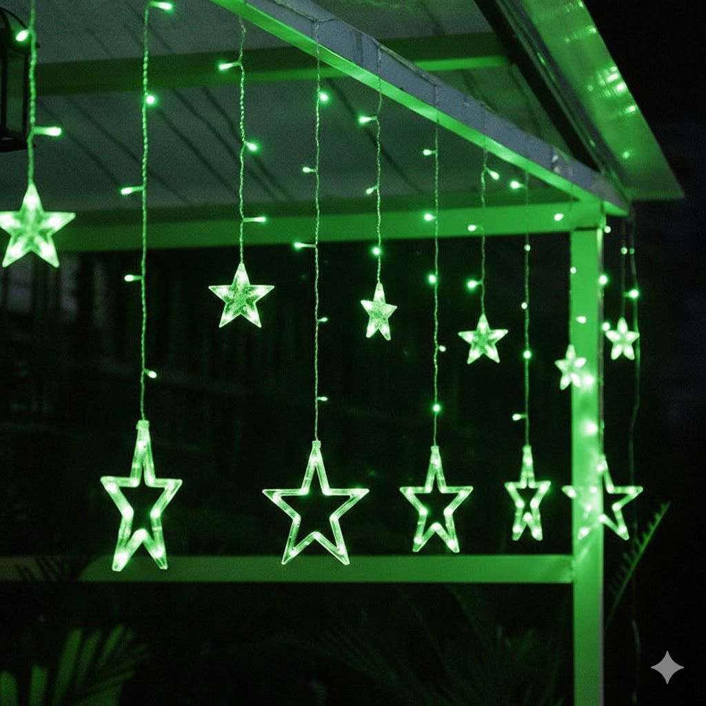 GLOWSERIE Premium Hanging LED Star Curtain Lights for Wedding Stage and Party Backdrop view 2