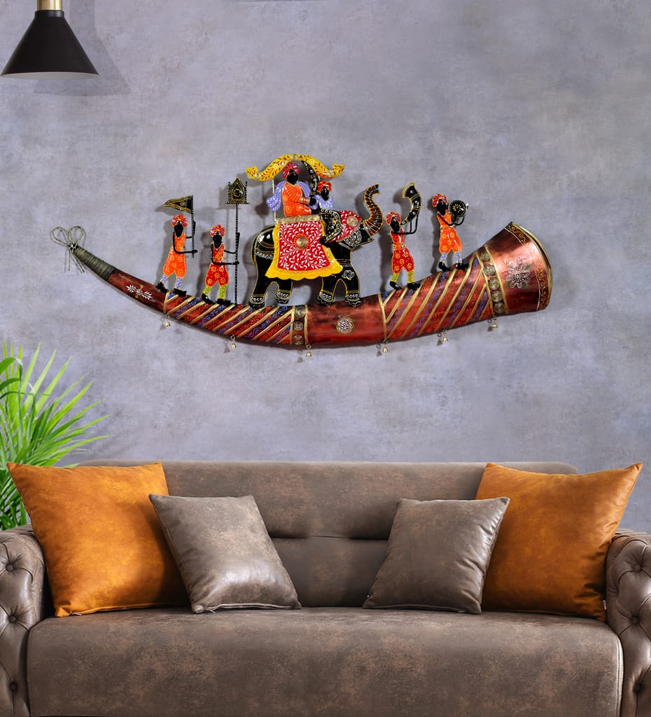 Handcrafted Decorative Elephant Bhopu Rajasthani Wall Hanging Showpiece For Living Room 49 Inch view 2