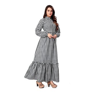 SARINKU Cotton Gown Dress for Women Stylish Western Gown Long One Piece for Girls view 2