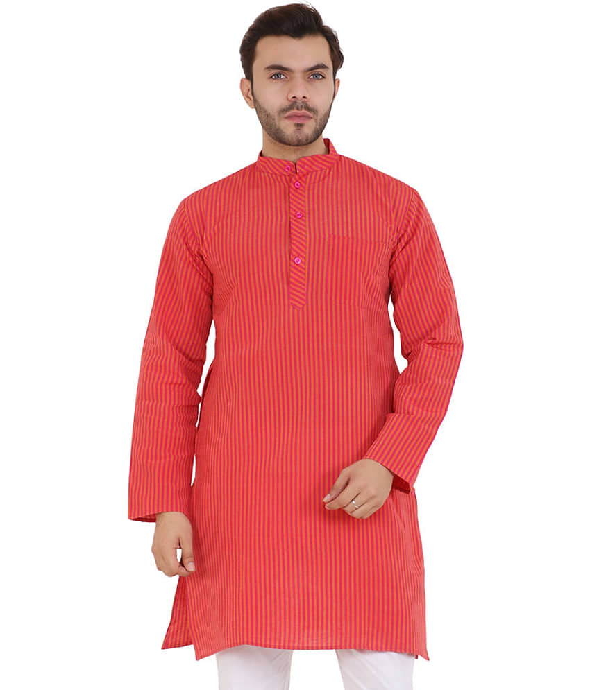 Latest Chikan - Red Cotton Men's Regular Kurta ( Pack of 1 ) view 2
