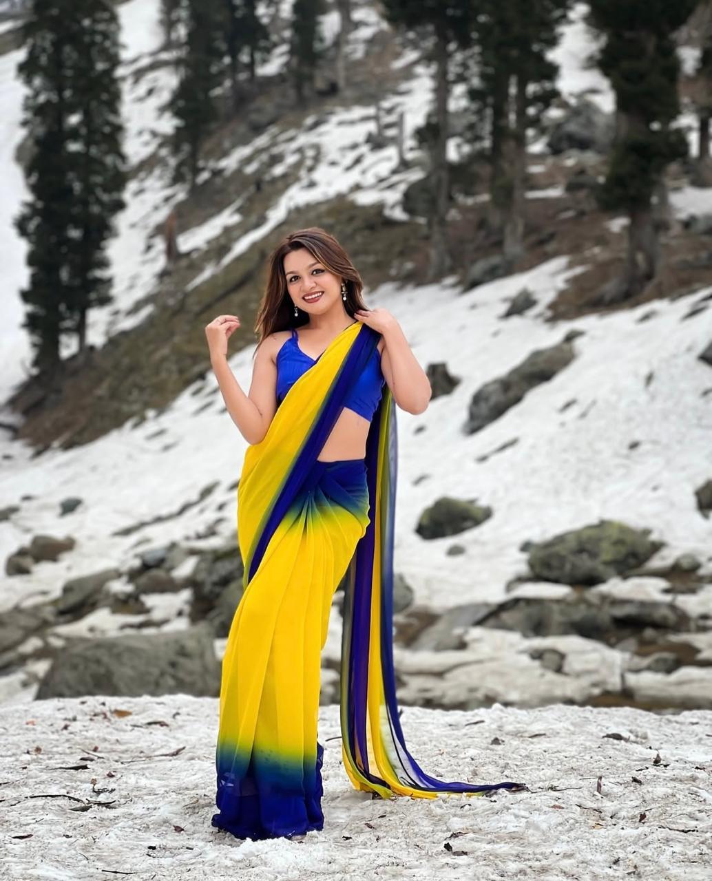 Dyed Padding Georgette Saree view 2
