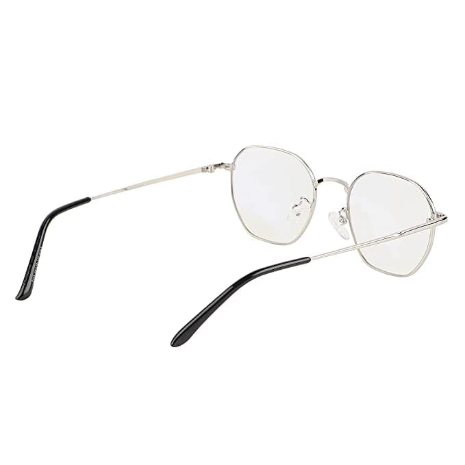 Jodykoes Blue Light Protection Anti Glare Unisex Premium Hexagon Metal Frame Spectacle Eyeglasses Eyewear (Black & Silver) view 2