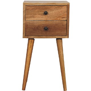 Mini 2 Drawer Oak-ish Bedside view 2