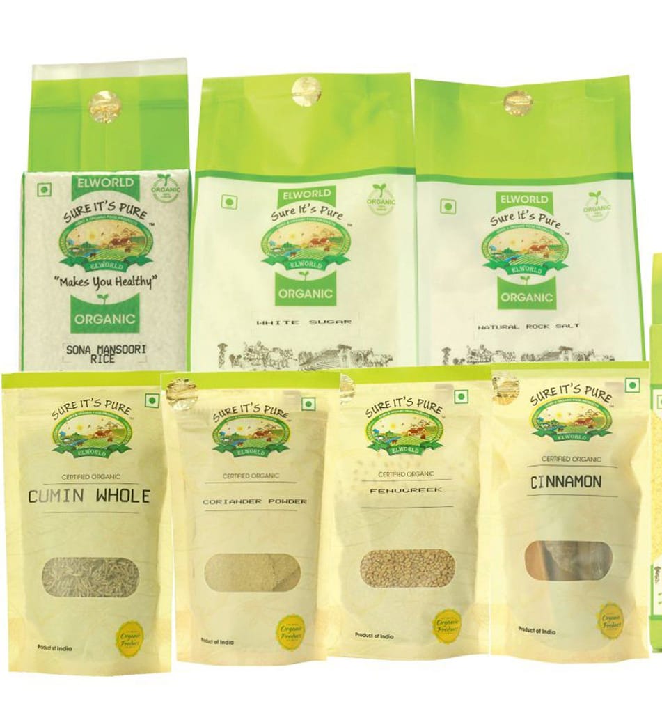 ELWORLD AGRO & ORGANIC FOOD PRODUCTS Organic Combo Pack of Essential Kitchen Items Wheat Atta, Spices, Pulses, Rice, Oil, Ghee view 2