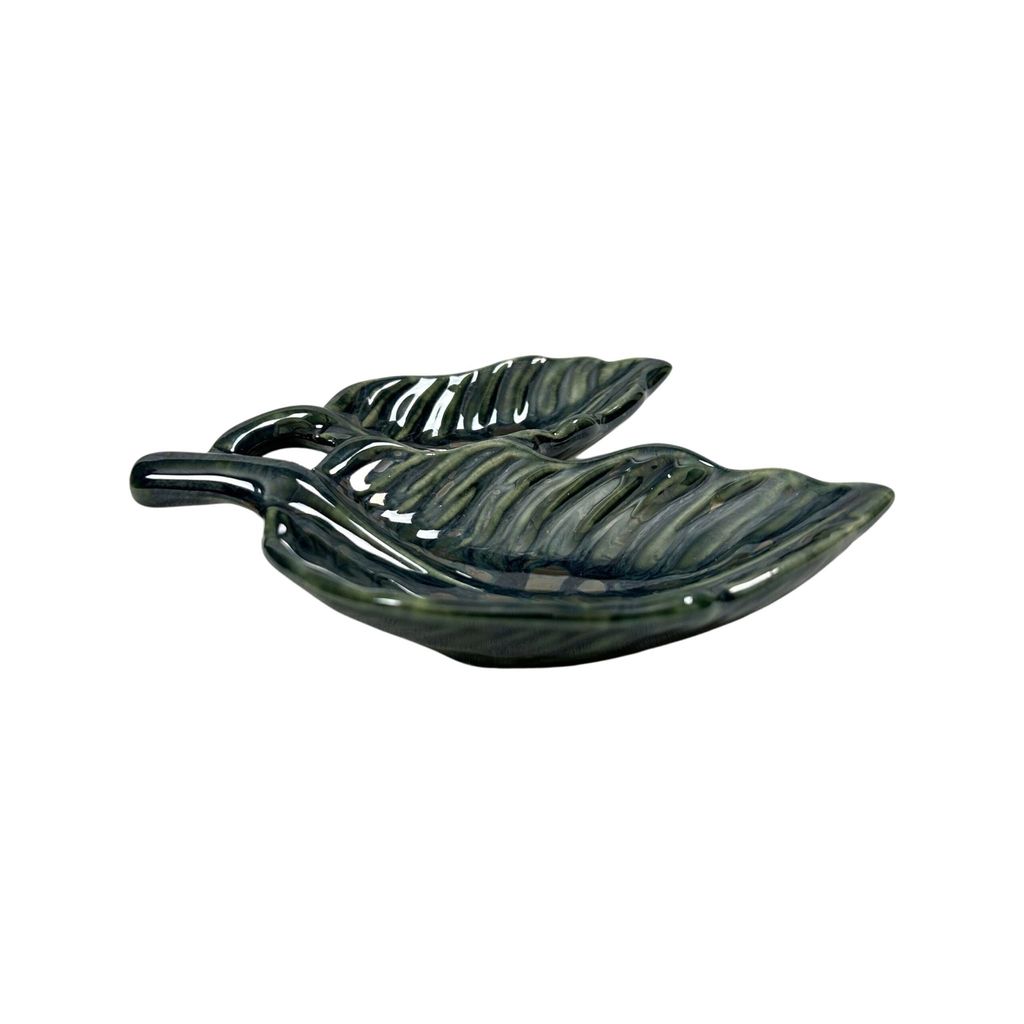 Ceramic Dining Glossy Emerald Green Leaf Shaped Ceramic Dip Bowl Set of 1 || Ketchup Bowl || Sauce Bowl || Chutney Bowl view 2