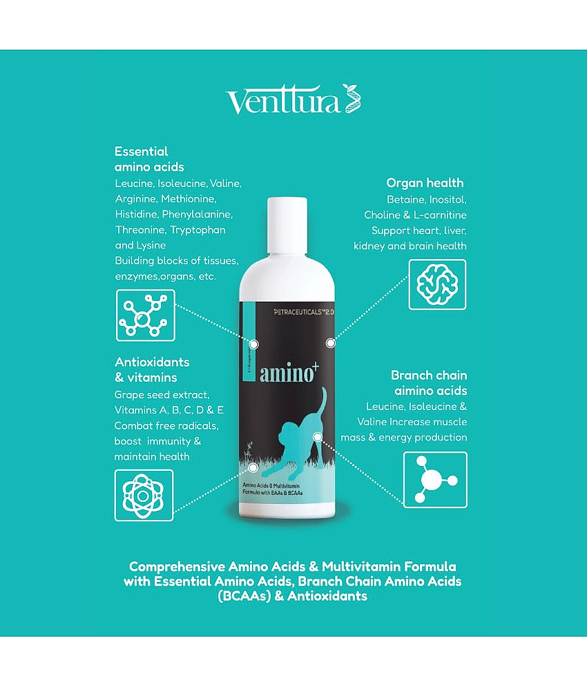 Venttura Amino+ Supplements for Pet Dogs | AntiOxidants & Vitamins | (150 ml) view 2