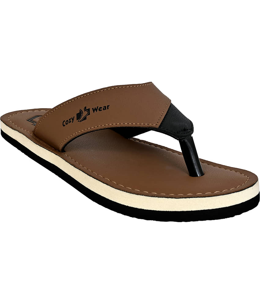 Cozy Wear Brown Men's Thong Flip Flop view 2