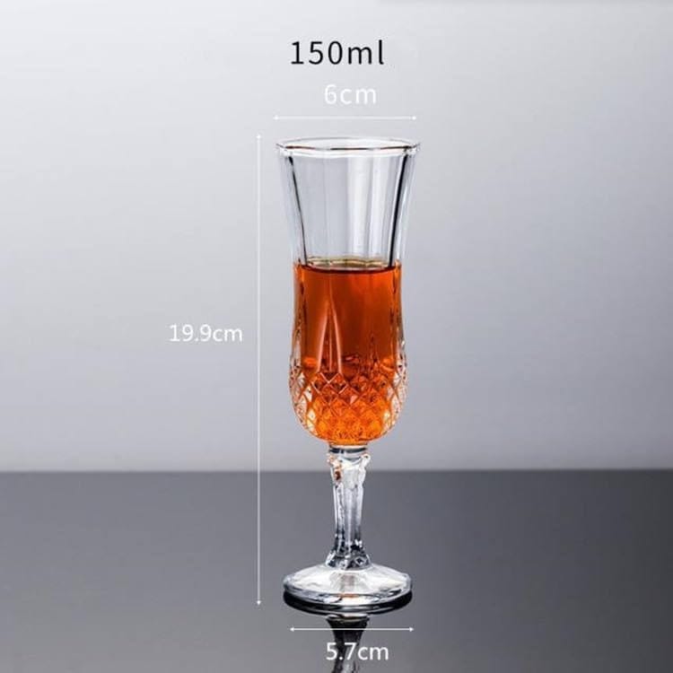 Premium Stylish Crystal Long Wine Glass, 155 ML, Set of 2, Vintage Diamond Cut Design Glasses for Wine, Whiskey, Beer, Juice, Cocktail, Mocktail and Mixed Drink view 2