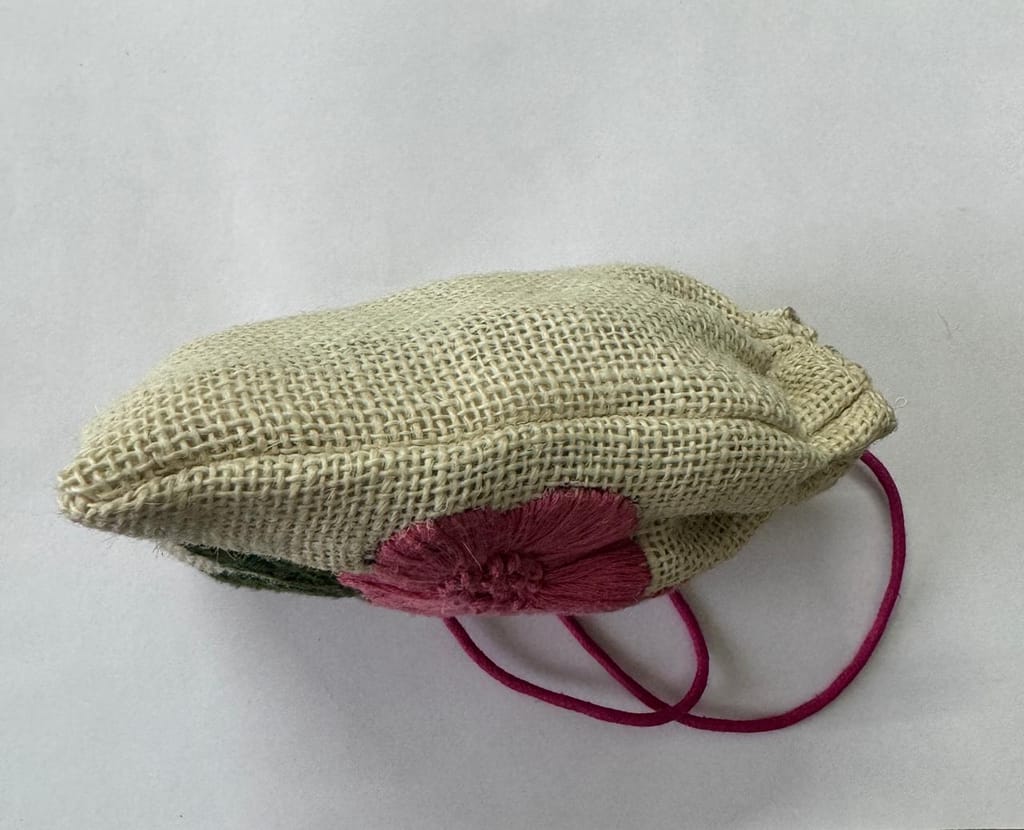 Multicolored embroidered jute potli view 2