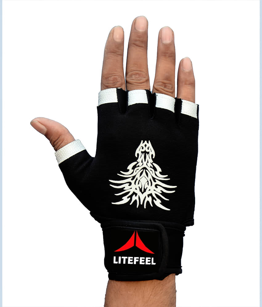 LITE FEEL - 26Black Glove Unisex Polyester Gym Gloves For Professional Fitness Training and Workout With Half-Finger Length view 2
