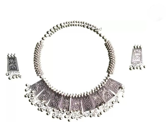 Oxidised Silver Silver Jewel Set (Pack of 1)