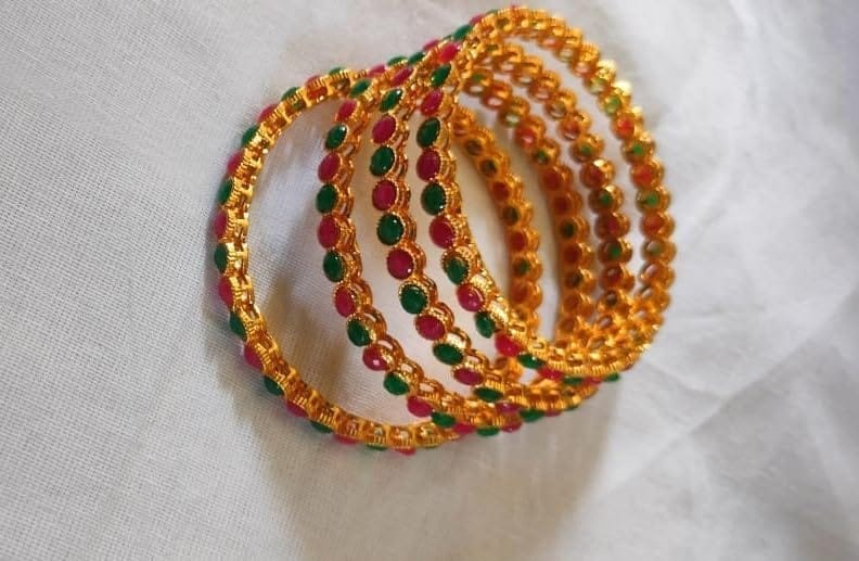 Red and Green Stones Bangles [2.6] view 2