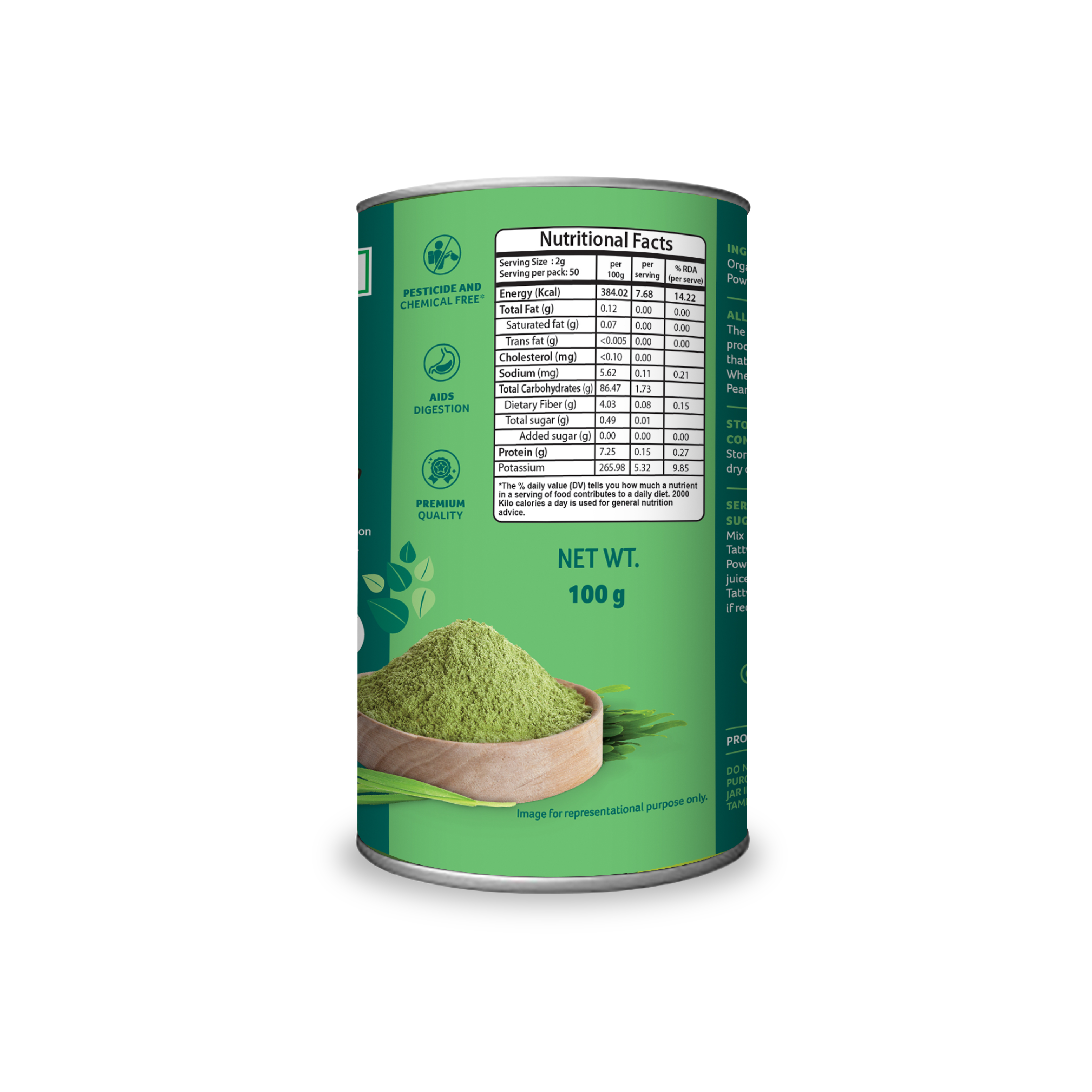 Organic Wheat Grass Powder 100g view 2