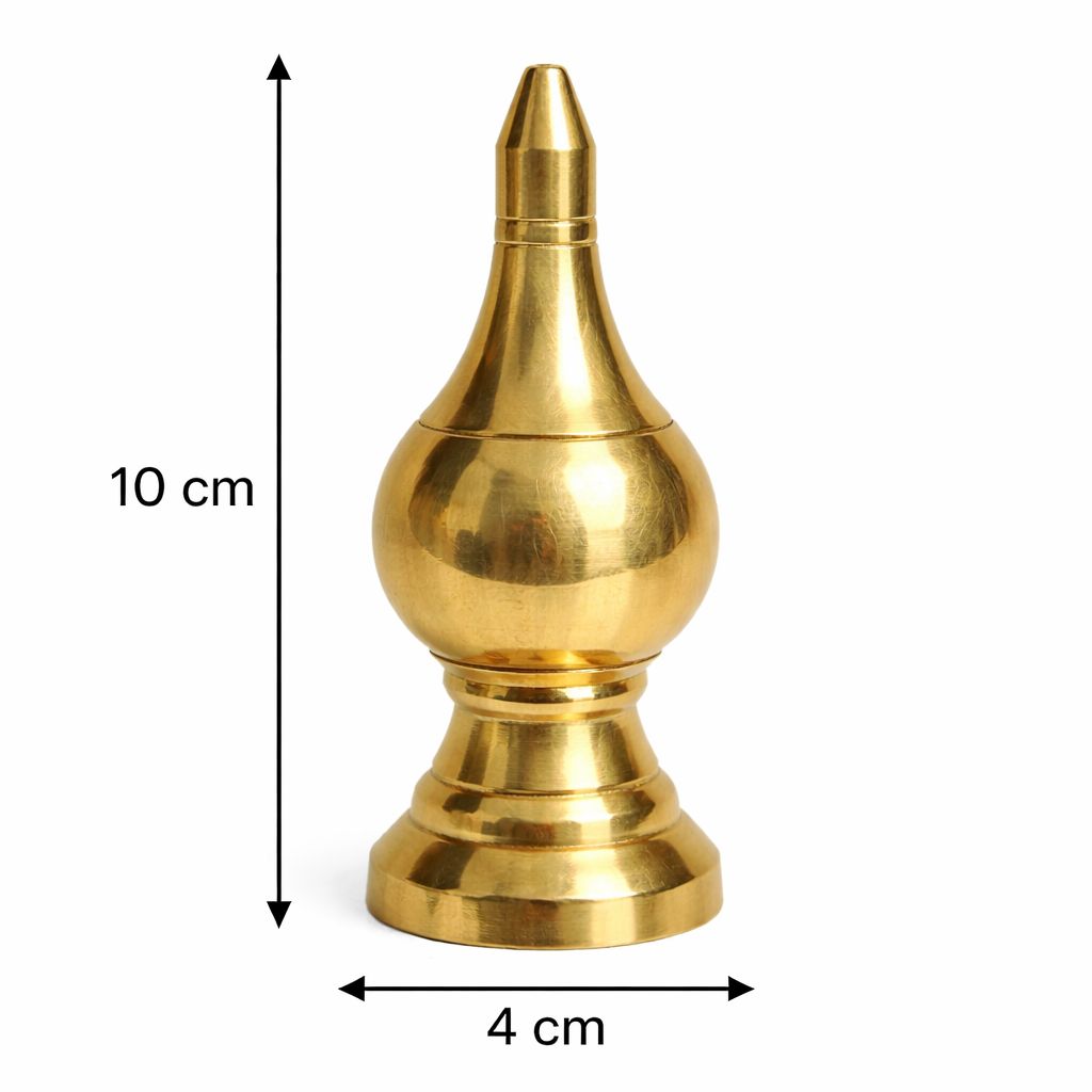 Brass Temple Top Kalash – Small (4 cm × 10 cm) – Gopuram Kalasam – Thazhikakkudam – Pure Brass Temple Kalash – 4 Inch – Chhotee Dibiya view 2