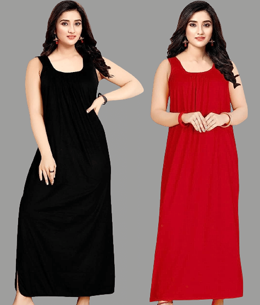 BROUZZZ4U - Red Hosiery Women's Nightwear Nighty & Night Gowns ( Pack of 2 )