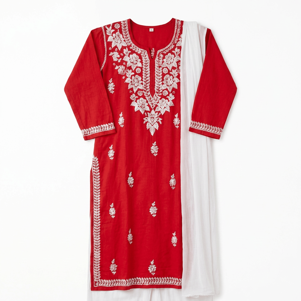 Ladies Embroidered kurti with Gota patti 100%cotton view 2