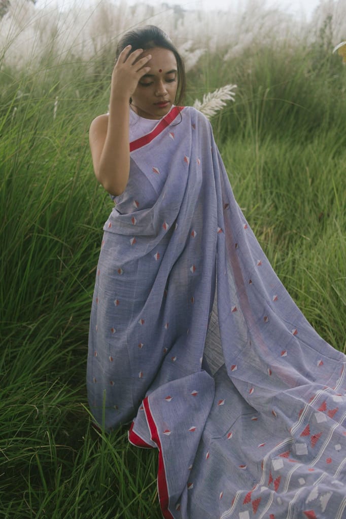 Kaisori Neelambari Jamdani saree view 2