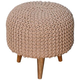 Keeva Beige Round Footstool view 2