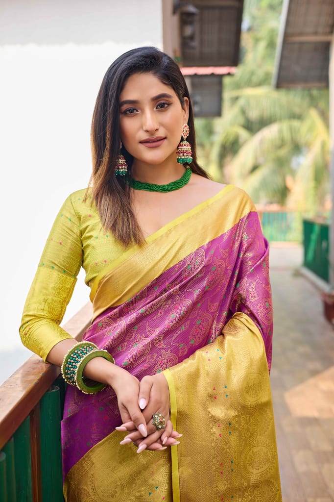 FAB ZONE Tailored Luxury: Unstitched Saree and Blouse Ensemble view 2