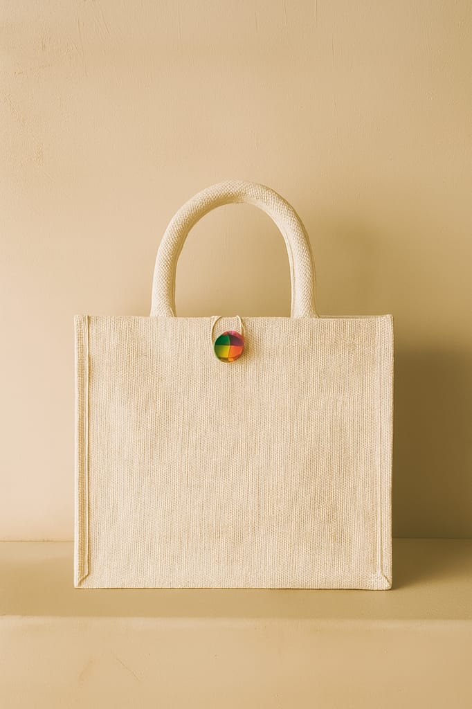 Eco-Friendly Natural Jute Tote Bag with Rolled Handles view 2