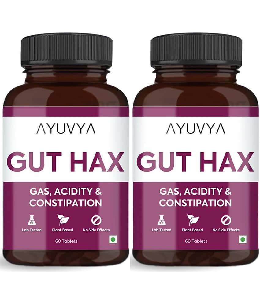 Ayuvya Gut Hax Acidity Control Tablets-Body Heat Reduce Medicine, Bloating Relief, Digestive Harmony & Heartburn Relief(Pack of 2)
