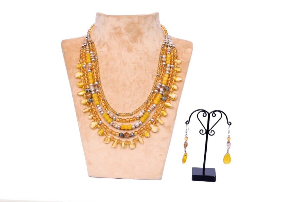 Multi shaped Glass bead Necklace view 2