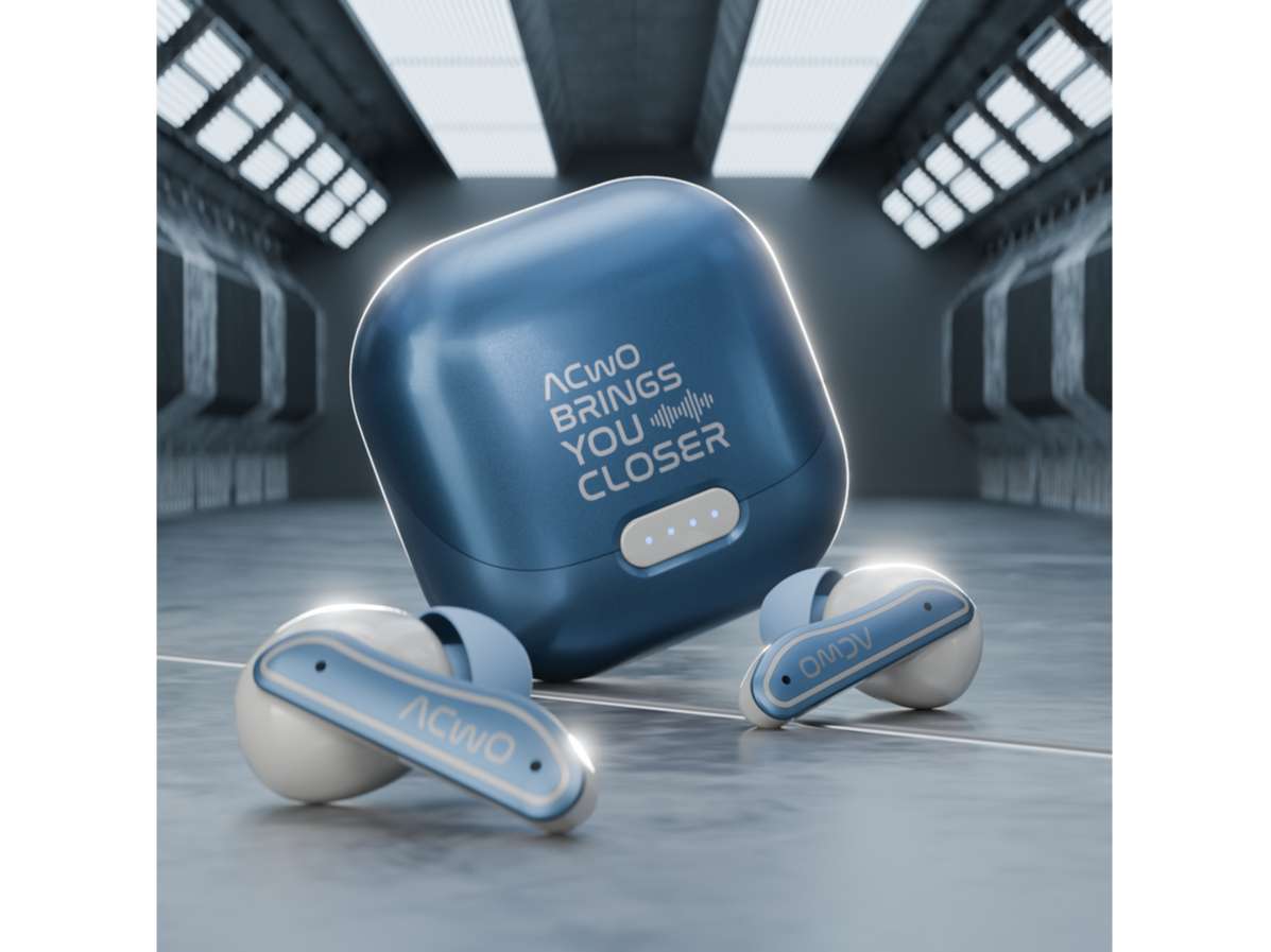 ACwO Dwots 737 Wireless in Ear Earbuds, 70Hrs Playtime, Up to 32Db ANC, 4 Mics with Enc, Bluetooth V5.4, Hyperboost 10Mins Charge= 120Mins Playtime - Marble-blue view 2