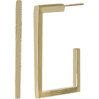 Rectangle Studds Earrings for Women's Girls Earrings Color Golden Alloy Brass Copper Material Earrings for Women's view 2