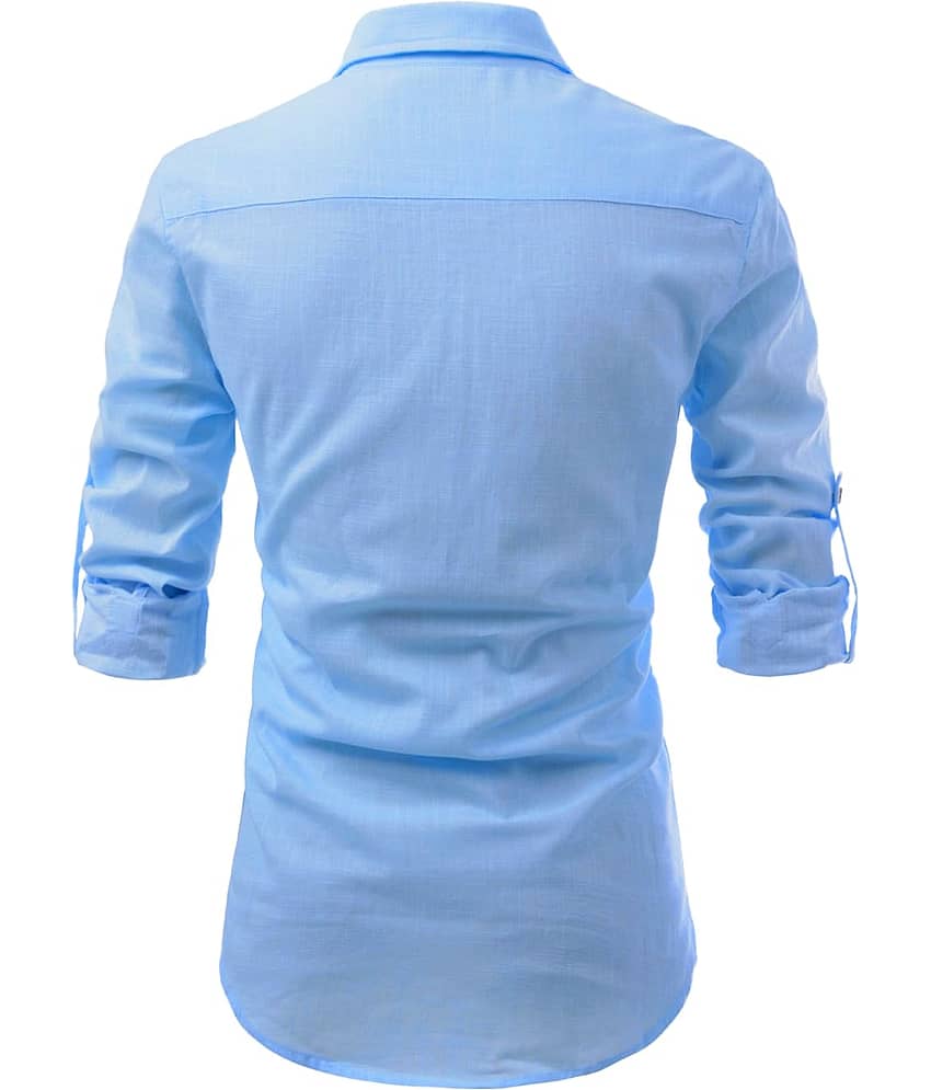 Vida Loca Sky Blue Cotton Blend Men's Shirt Style Kurta ( Pack of 1 ) view 2