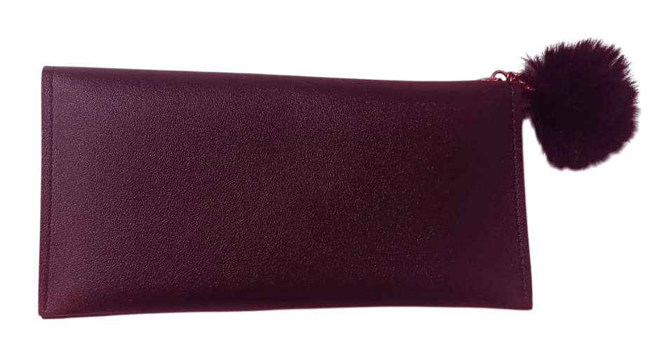 Women's Faux Leather Wallet with Fur Ball Key Chain, Long Bifold Clutch Wallets with Snap Closure for Ladies Girls view 2