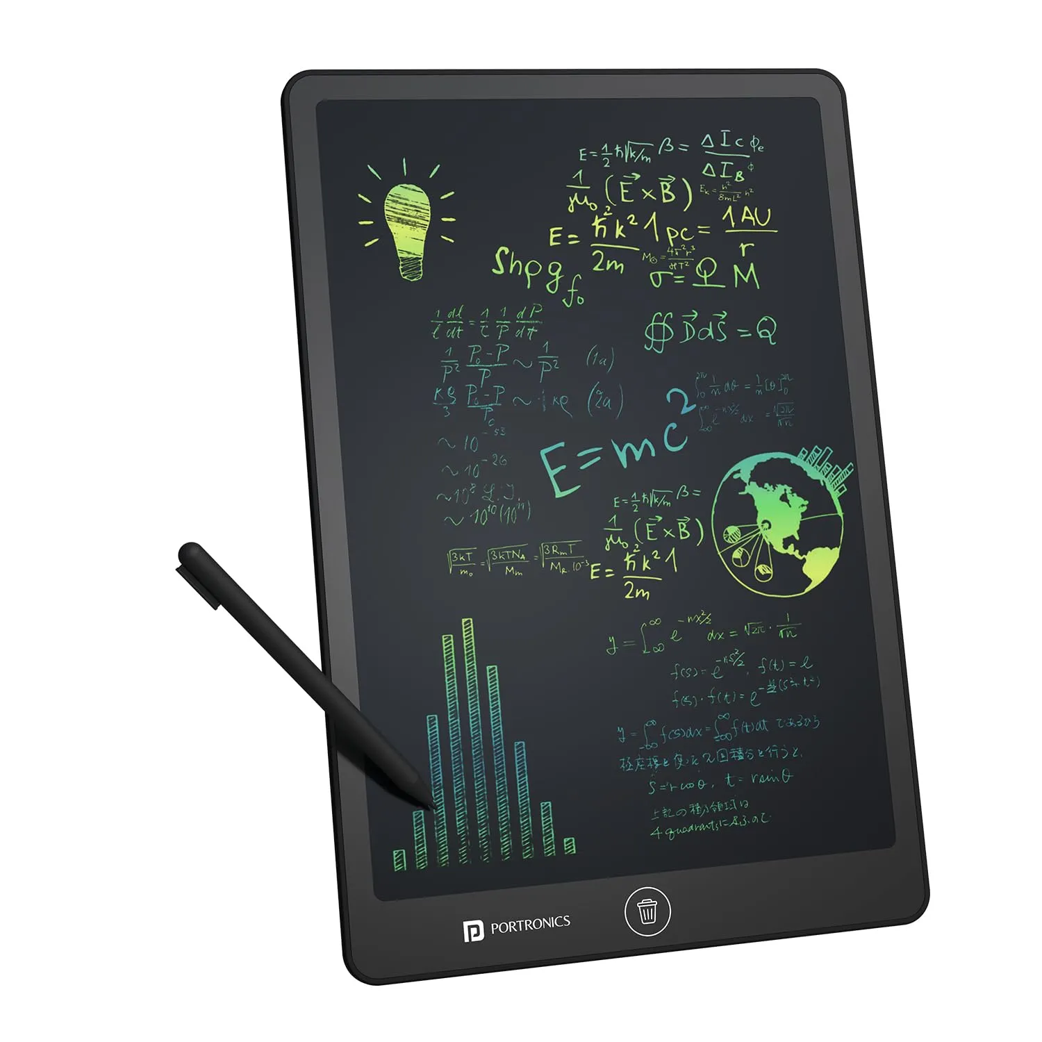 Portronics RuffPad 16 Lite 16-Inch Multicolor LCD Writing Tablet with Stylus, Pressure-Sensitive Screen, One-Touch Erase, Screen Lock & Reusable Digital Writing Pad for Kids, Office & Home