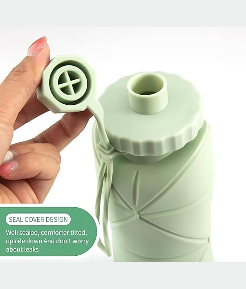 Multi Deal Folding Silicone Sports Bottle – 600ml Collapsible Cup for Hiking, Running, Camping & Cycling – Portable & Easy to Store (MultiColor) (Pack Of 1) view 2