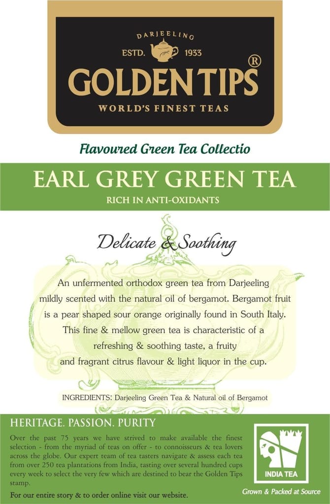 Golden Tips Earl Grey Green Tea Loose Leaves Brocade Bag (200 Gram, 100 cups) view 2