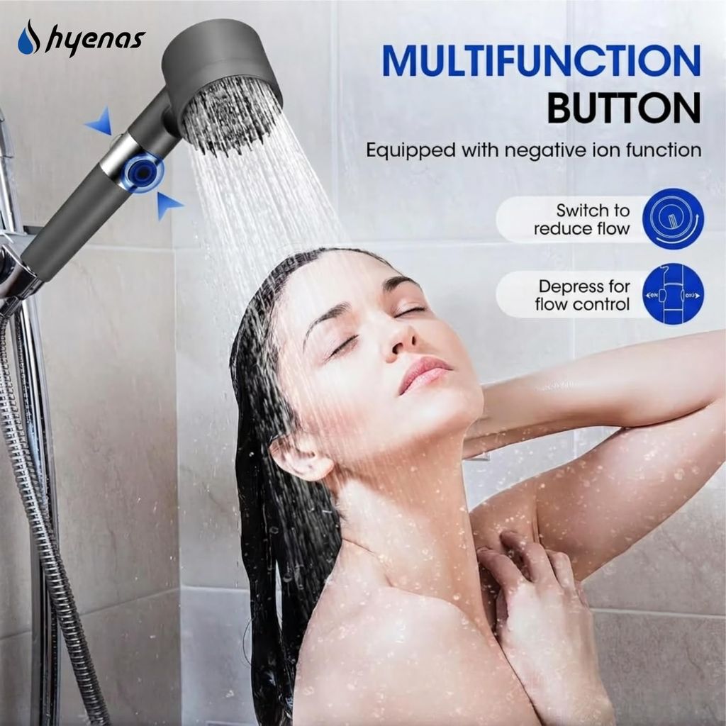 Hyenas High Pressure Shower Head with Silicone Massage view 2