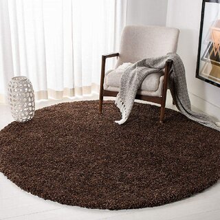 GALLERY HOME Silky Smooth Anti-Skid Shaggy Round Carpet with 2 inch Thickness (9 x 9 Round, Brown T4) view 2