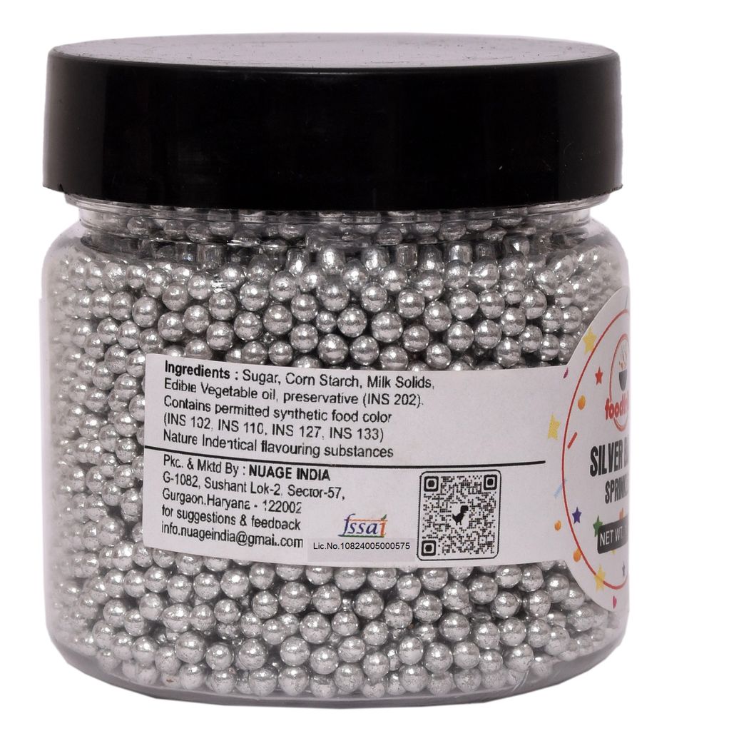 foodfrillz Silver Balls cake Sprinkles,100 g | for cake decoration | Silver Dragees | Cake Toppers Balls view 2
