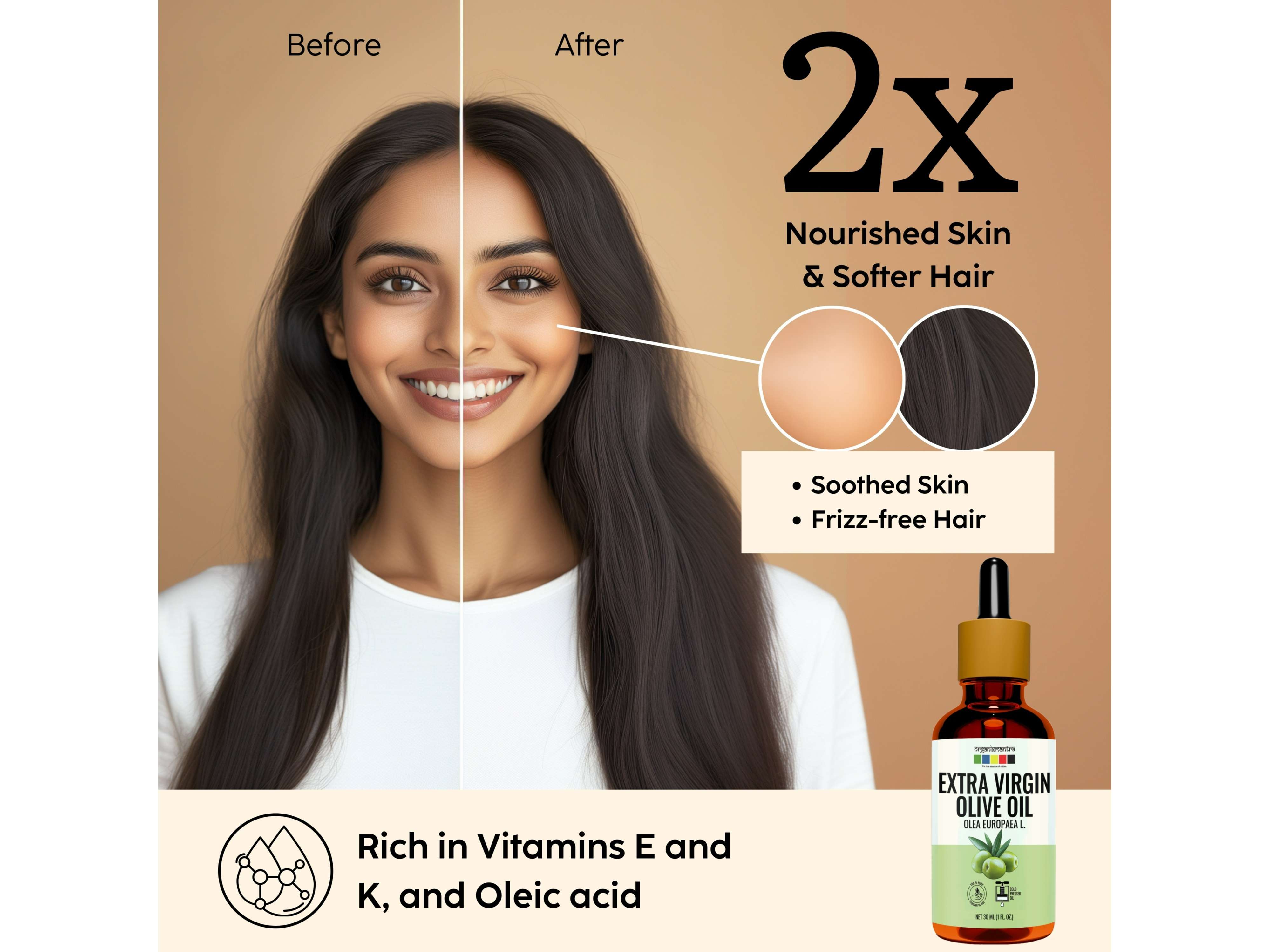 Organix Mantra Extra Virgin Olive Oil, 100% Pure, Natural & Cold Pressed Organic Oil - 30 Millilitre view 2