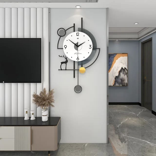 Modern 3D Wall Art with Clock – Designer Luxury Wall Decor| Designer wall clock view 2