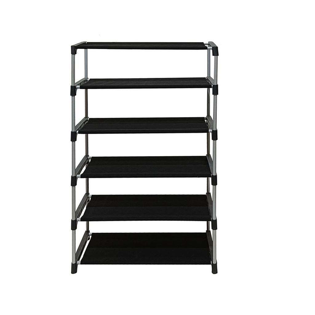 Philoshop 5-Sheleves Durable Metal Frame Modular Shoe Rack with 100 GSM Fabric in Blue Unique Doraemon Cartoon Print view 2