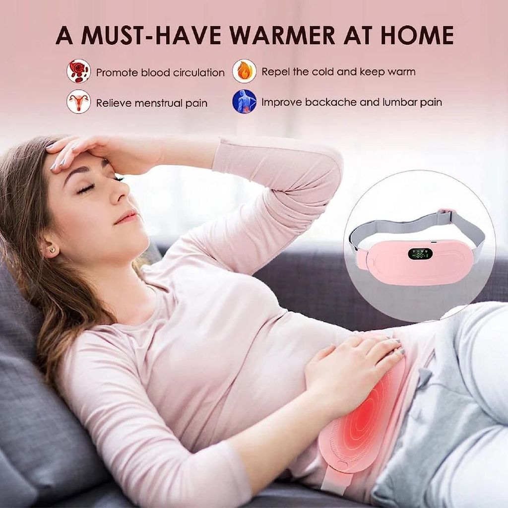Portable Cordless Heating Pad for Menstrual Cramps Relief, for Stomach, 3-Speed Temperature Adjustment and 4-Speed Massage Modes, Back and Belly Heating Pad for Women Pink Color view 2