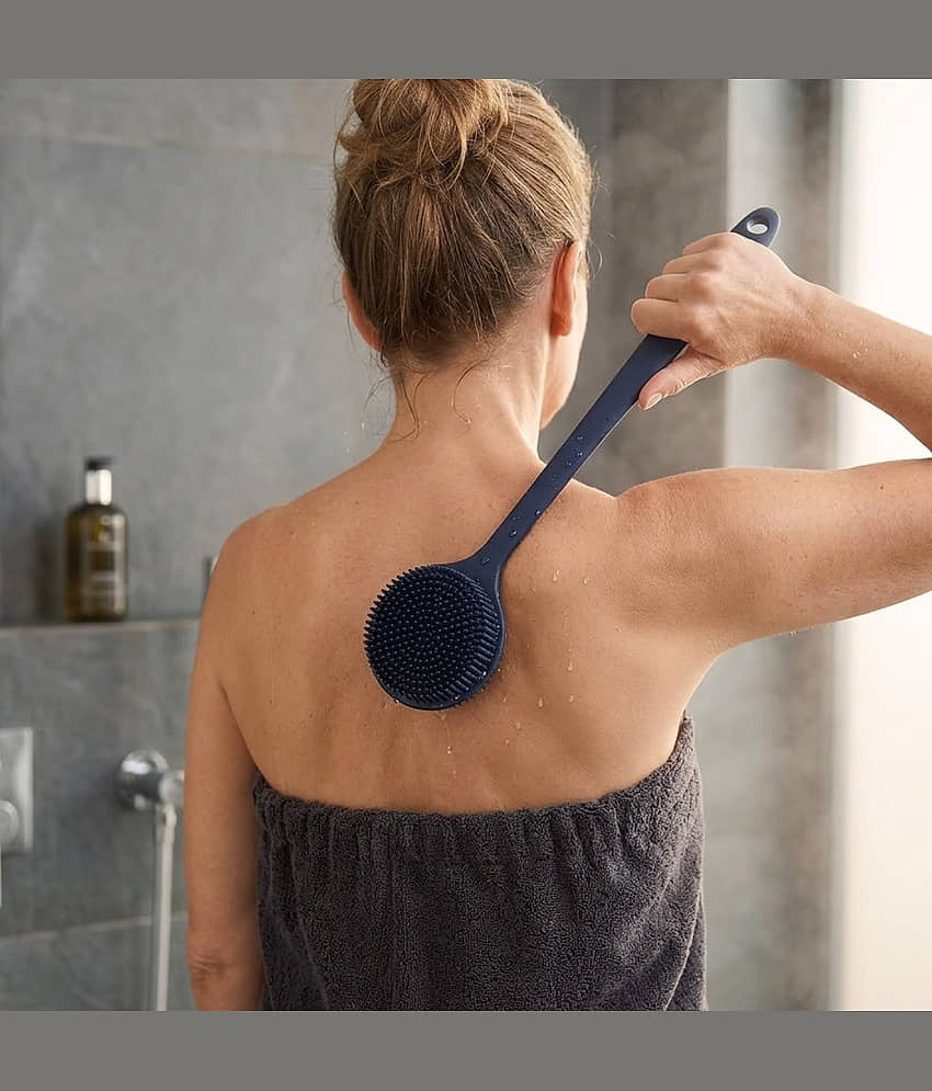Soft Silicone Back Scrubber with Long Handle for Shower & Bath | Flexible Exfoliating Brush with Gentle Bristles for Smooth Skin | Body Scrubber for Men, Women & Boys | Ideal for Body Wash & Bathing view 2