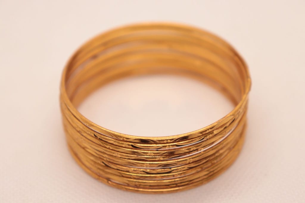 Gold Bangles Set of 8, Indian Wedding Bangle Set, Gold Plated Bangles, Punjabi Bangle Set, Traditional Bangle Set, Kada Set, Bangle Set for Women view 2