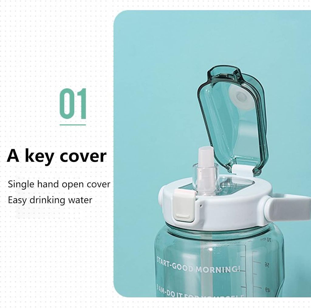 3-in-1 Motivational Water Bottle Combo Set (2000ML, 1000ML, 500ML) | Leakproof BPA-Free Bottles with Time Marker, Straw & Sipper | Gym, Office, Travel, Sports Bottles (Transparent, Durable) view 2