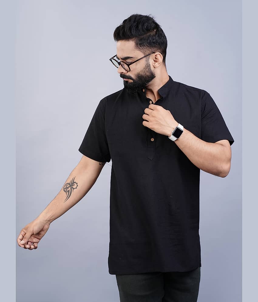 QuaClo - Black Cotton Men's Regular Kurta ( Pack of 1 )