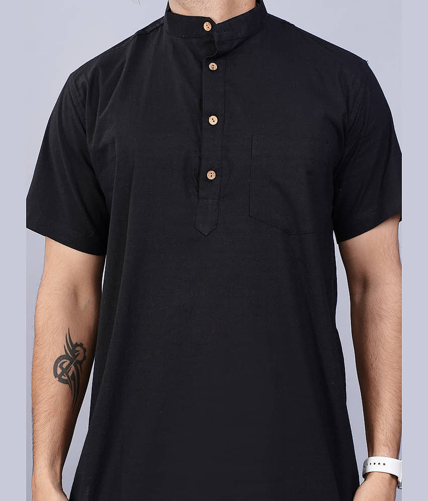 QuaClo - Black Cotton Men's Regular Kurta ( Pack of 1 ) view 2
