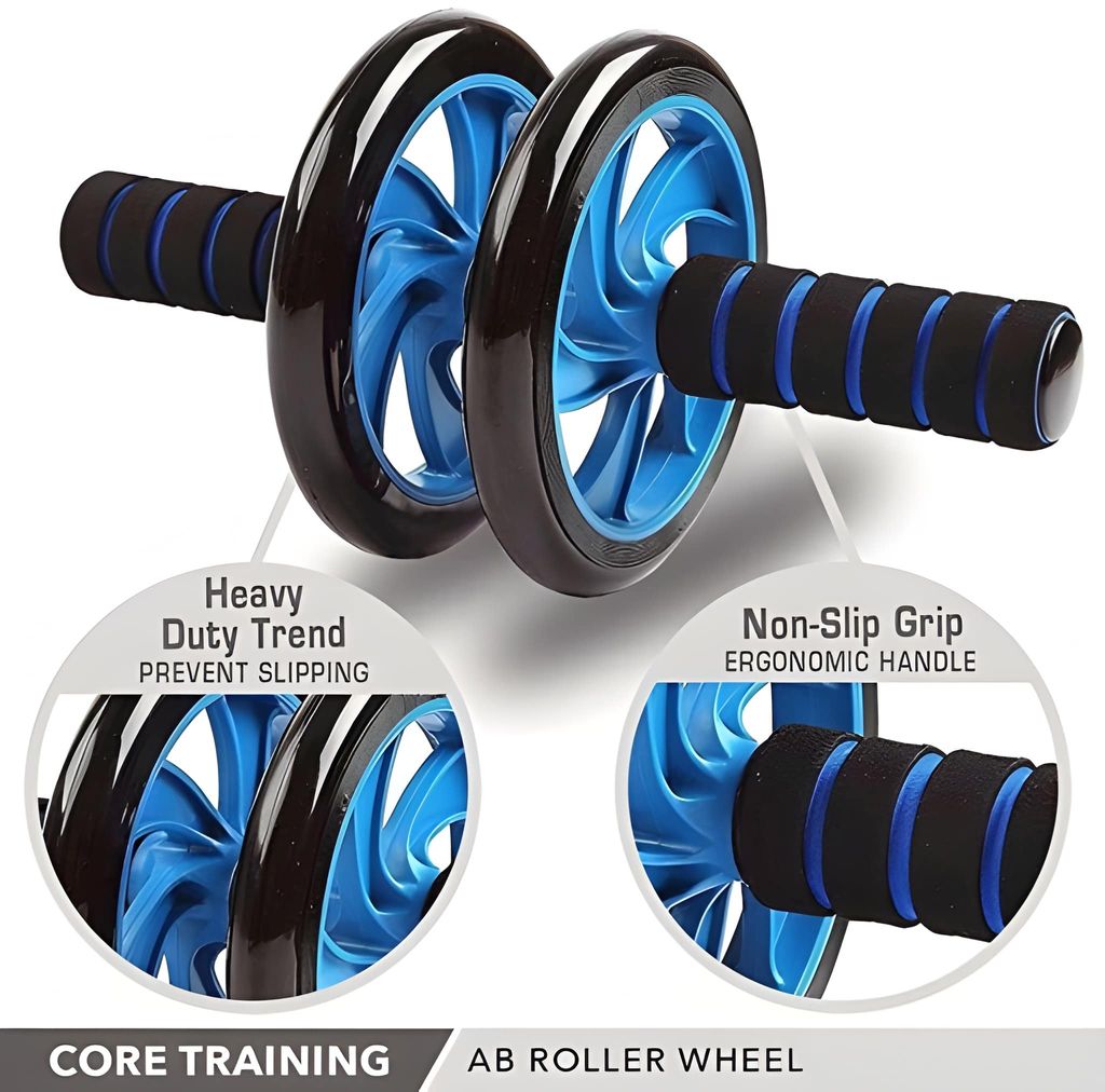 Dual Wheel Ab Roller with Foam Grip Handles | Heavy Duty Abdominal Exercise Wheel for Core Strength, Home Gym, Abs, Fitness & Full Body Workout (Original) view 2