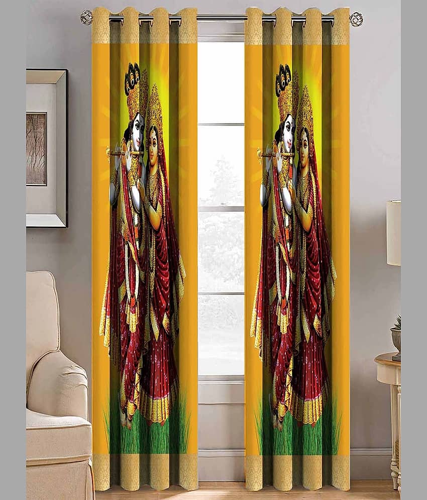 BELLA TRUE Abstract Semi-Transparent Eyelet Curtain 5 ft ( Pack of 2 ) - Multicolor view 2