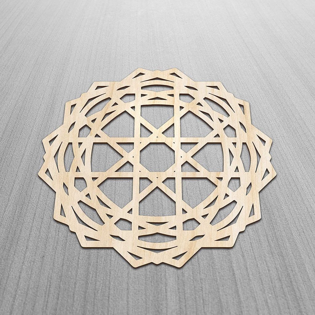 Haoser Mandala Wooden Wall Art, Traditional Star Ornament Polygonal Details, Birch Wood Plywood Rustic Wall Art Accent for Hallway Bedroom Living Room Cafes and Offices (Mandala Design-13_30CM) view 2